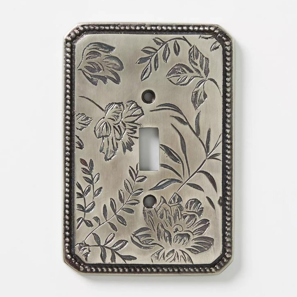 NEW Anthropologie Joan Single Toggle Switch Plate in Antique Silver